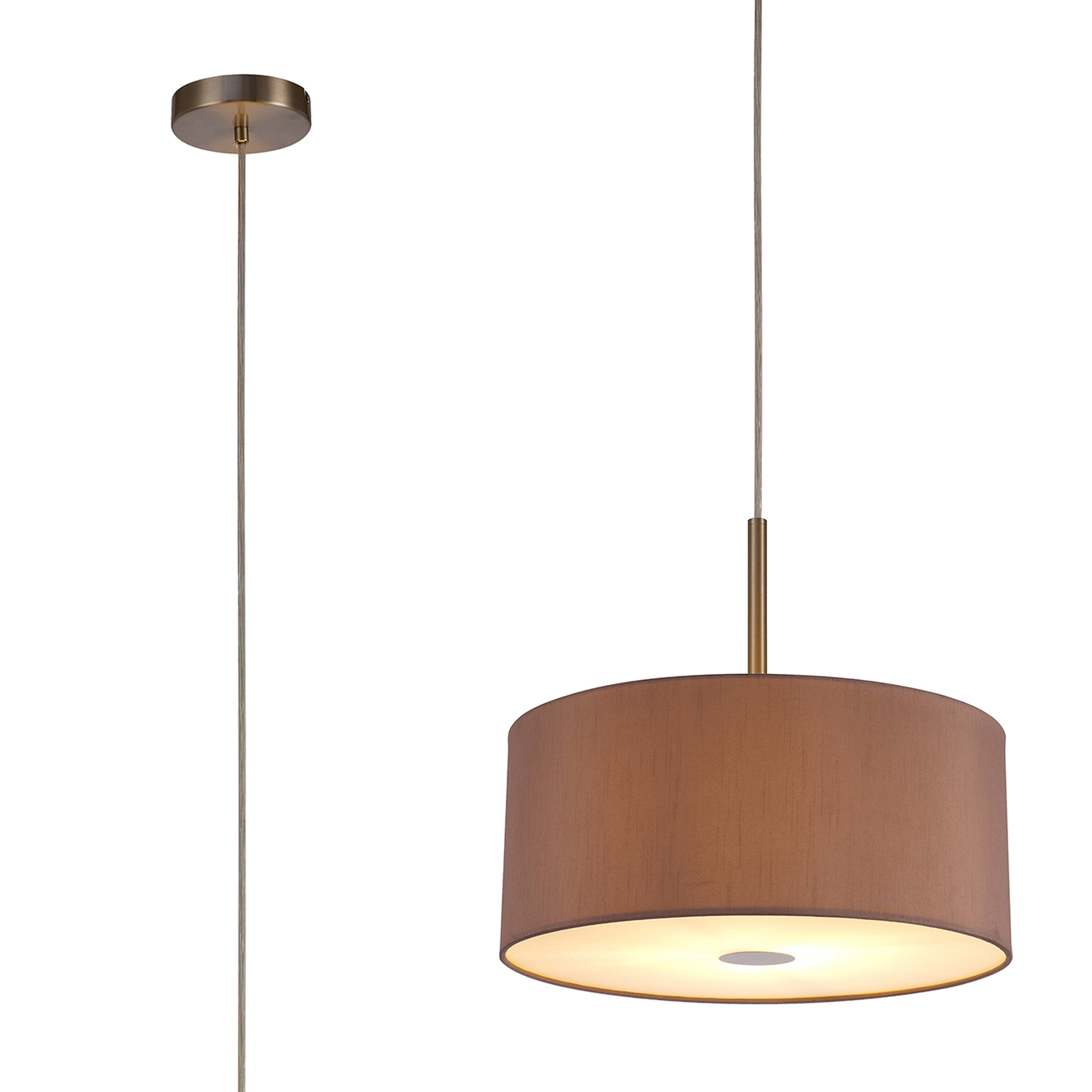 Baymont 40cm Pendant 1 Light Satin Nickel,, Frosted DiffuserTaupe/Halo Gold